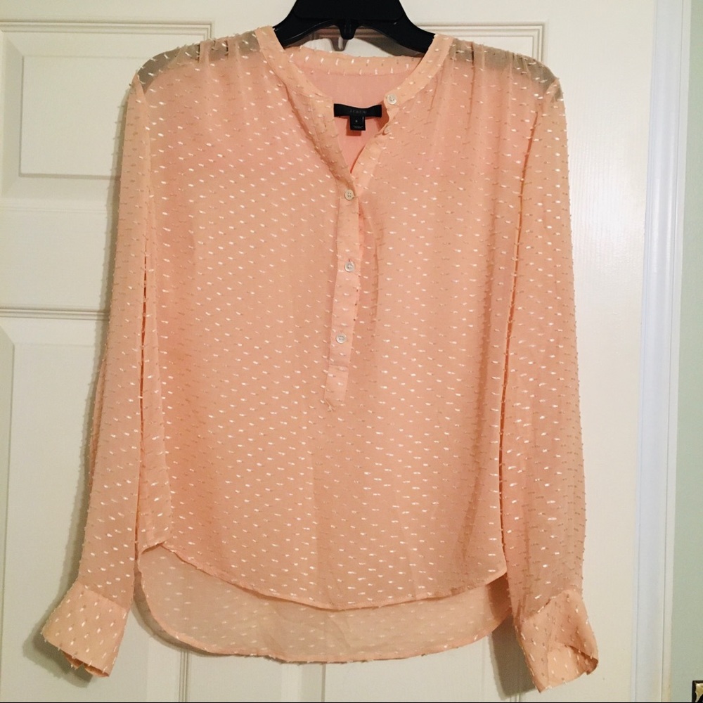 Jcrew half button down peach blouse sz 2